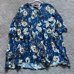 Umgee Blue Floral Tunic Dress Women’s Size XL